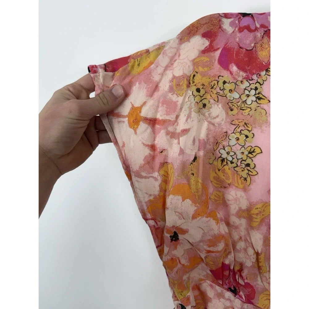 Free People Freedy Tie Mini Dress Fruit Punch Floral Print Size XS Party Wedding